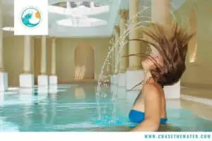 woman in water testing chlorine shampoo