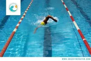 a swimmer in the pool swimming long distance