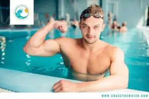 swimmer with muscles in a pool