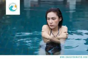 a women is cold while swimming